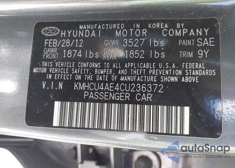 2012 Hyundai Accent Gls from USA, damaged, VIN KMHCU4AE4CU236372